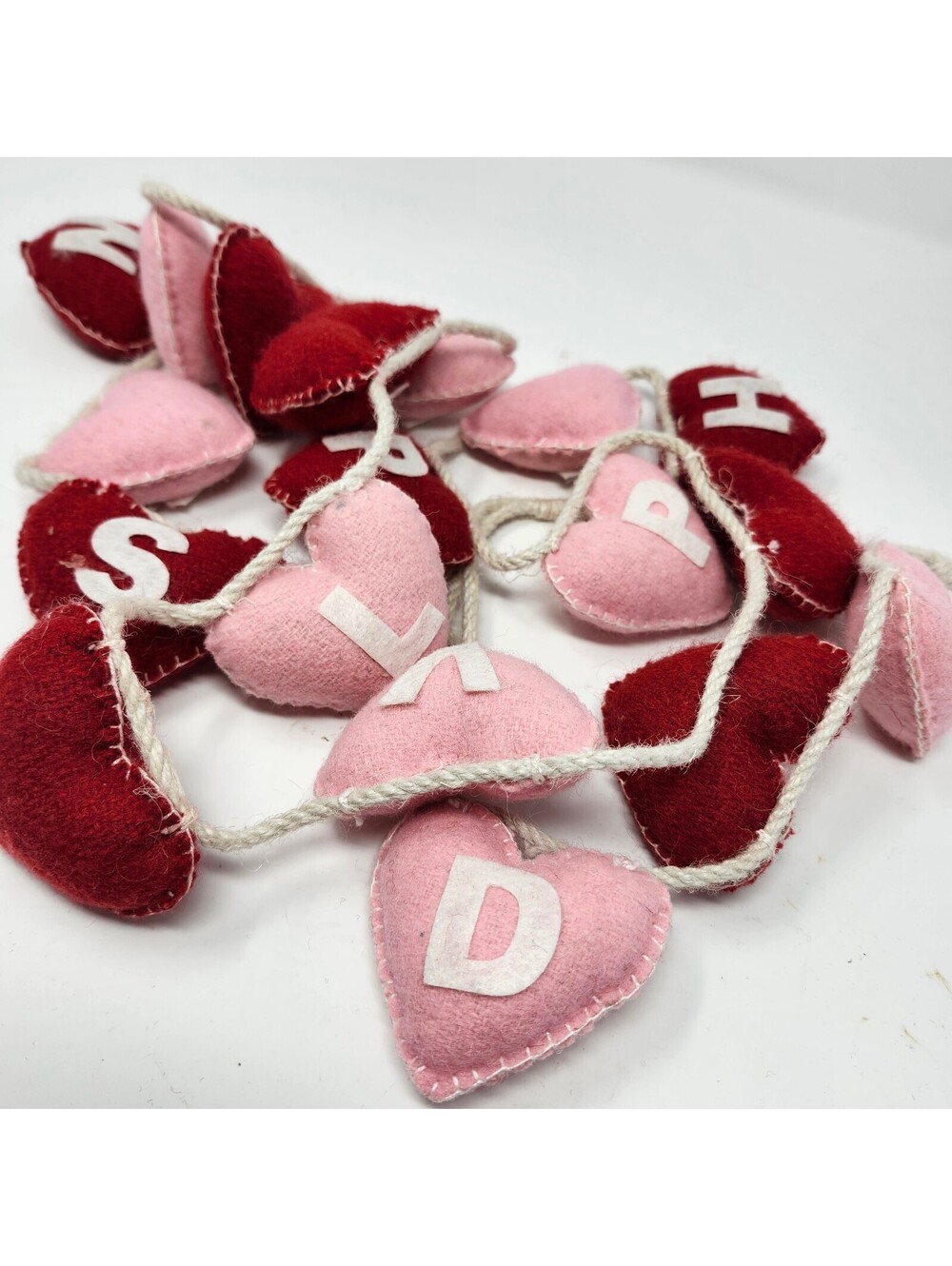 Happy Valentine’s Day Felt Heart Garland Pink Red Roses 79 Inch